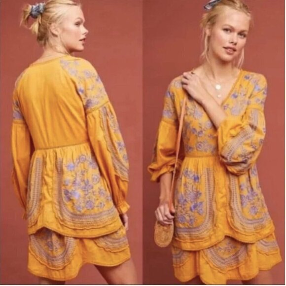Anthropologie Meadow Rue Lisette Embroidered Dress - Picture 1 of 9